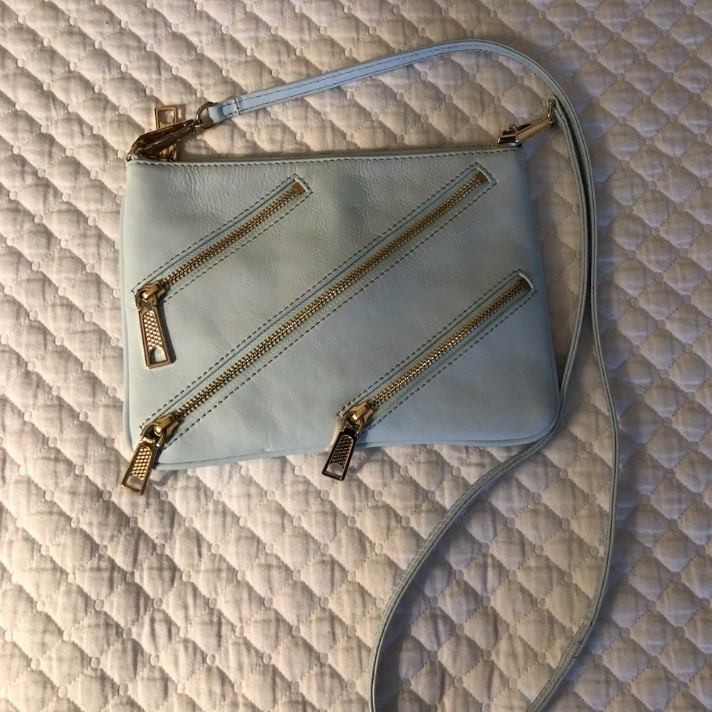 Light Blue Leather Cross Body Bag